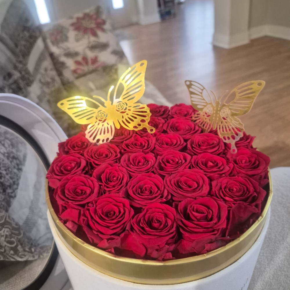 Elegant Red Rose Box with Gold Accents